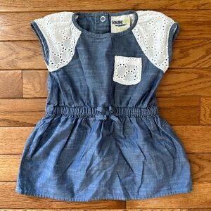 💙 LIKE NEW OshKosh dress Blue & White Eyelet Dress 6-9 months baby girl